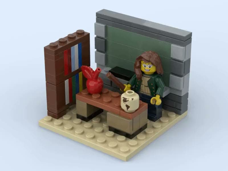 The Teacher, built in brick